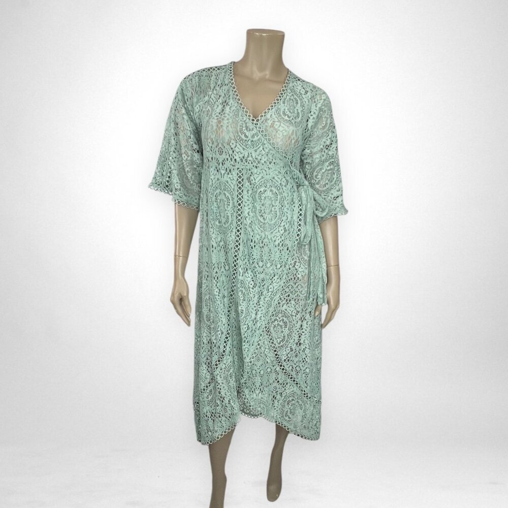 ASOS Maternity 8 Flutter Sleeves Midi Wrap‎ Dress Sheer Not Lined